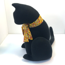 Plush Spooky Halloween Black Shadow Cat with bow Homemade Stuffed Animal VTG - £15.60 GBP