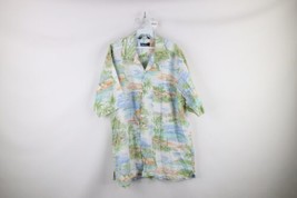 Vtg 90s Nautica Mens Large Baggy Fit Looped Collar Beach Hawaiian Button Shirt - £38.80 GBP