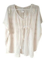 Cherie Perforated Sheer Sleeve Poncho-Style Women&#39;s White Top Blouse Size S - £15.72 GBP