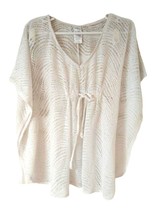 Cherie Perforated Sheer Sleeve Poncho-Style Women&#39;s White Top Blouse Size S - £15.94 GBP