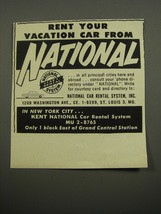 1955 National Car Rental Ad - Rent your vacation car from National - £13.82 GBP