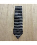 Vintage Pavone Mens Designer Tie 100% Silk Woven Black Gray Geometric ITALY - $19.90 CAD
