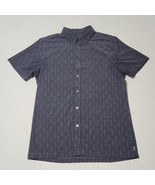Vuori Bridge Shirt Mens Medium Blue Geometric Short Sleeve Button Up Casual - £27.33 GBP