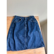 Vtg Denim Nansport Skirt A-Line Midi Dark Wash Casual Everyday Size 13/1... - $285.35 MXN