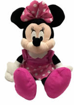 Disney Minnie Mouse Plush Doll 17&quot; Hot Pink Polka Pink Dot Dress Lovey Plushie - £17.82 GBP