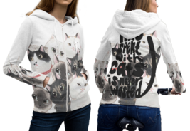 Time spent with cats  3D Print Zipper Hoodie Sweatshirt For Women - £39.17 GBP