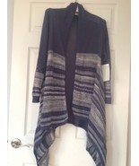 Women&#39;s Size Medium Open Front Cardigan Sweater Blue Gray Stripes NWOT - $14.80