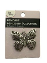 New Bead Landing Pendant Silver Butterfly Iridescent Stones 2x2” - £3.98 GBP