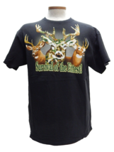 Survival Of The Fittest Camouflage Men&#39;s Deer S Hunting Black Cotton T-shirt NEW - £7.79 GBP