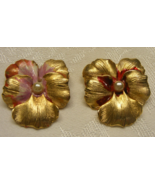 Vintage Hobe Gold Tone Texture Brooch Pin Set of Two Floral Design 16-D - €37,99 EUR