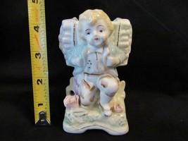 Vintage Porcelain Victorian Boy 4.25&quot; Figural Planter, Vase, Mid-Century Japan - £7.44 GBP