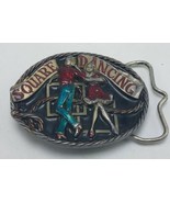 VTG 1986 Pewter &amp; Enamel SQUARE DANCING Western C &amp; J Belt Buckle 3&quot; x 2... - $8.86