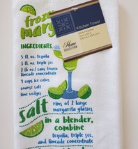 Margarita Glass and Kitchen Towel, Green Cactus Stem 16oz Drinks Recipe Gift image 7