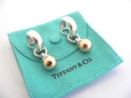 Tiffany &amp; Co Ball Earrings Silver Hardware 18K Gold Fascination Dangle Clip On - £794.87 GBP