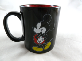 Disney Mickey Mouse Coffee Mug. Black with Red Inside Excellent condition - £7.78 GBP