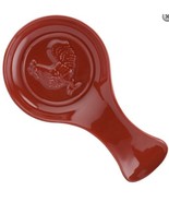 Red Ceramic Spoon Rest With Rooster Imprint m14 - £54.52 GBP