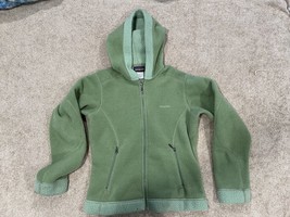 Patagonia Synchilla Women’s Fleece Sherpa Hooded Jacket Size M Green Zip Pockets - £46.70 GBP