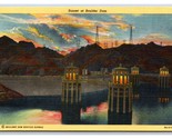 Sunset on Boulder Dam Nevada NV Arizona AZ UNP Linen Postcard S13 - $3.51