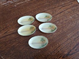 Old Nippon Butter Pats Set of 5 - Tree In Meadow Or Lake Scene - Hand Painted  - £14.61 GBP