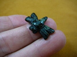 Y-DRAG-502) 1&quot; Green black flying Dragonfly gemstone FIGURINE gem carvin... - $8.59