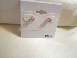 Department Store 1 ctwt Rose Gold Tone Cubic Zirconia Stud Earrings E505 - £5.45 GBP