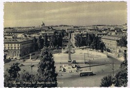 Italy Postcard RPPC Rome Piarra del Papola Vista dal Pincio People&#39;s Square - £2.82 GBP