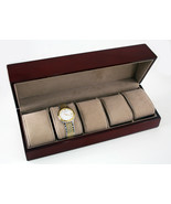 WATCH CASE BOX WOOD DISPLAY STORAGE HOLDER 5 WATCHES - $49.95