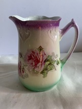 Vintage pink rose pitcher 6.5&quot; - £14.88 GBP