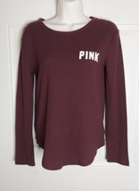 PINK by Victoria&#39;s Secret Long Sleeve Burgundy Thermal Top Blouse Size XS - £7.84 GBP