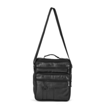 Black Genuine Leather Men&#39;s Crossbody Bag with Croc-Embossed Pattern Fla... - €27,61 EUR