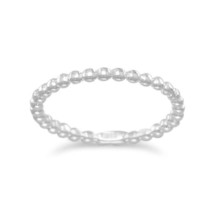 925 Sterling Silver Polished Thin Stacking Beaded Band Metallic Ring for Women - £52.08 GBP