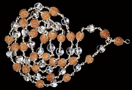 Rudraksha and Sphatik Mala in Pure Silver - 54+1 beads - Lab Certified - $2,317.74 MXN