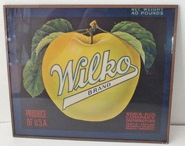 Wilko Brand Apple Fruit Crate Label Vintage Original Framed under Glass w/ Hang - £14.79 GBP