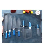 7-Piece Handmade Kitchen Knife Set with Blue Dollar Sheet Personilized - $320.24 CAD