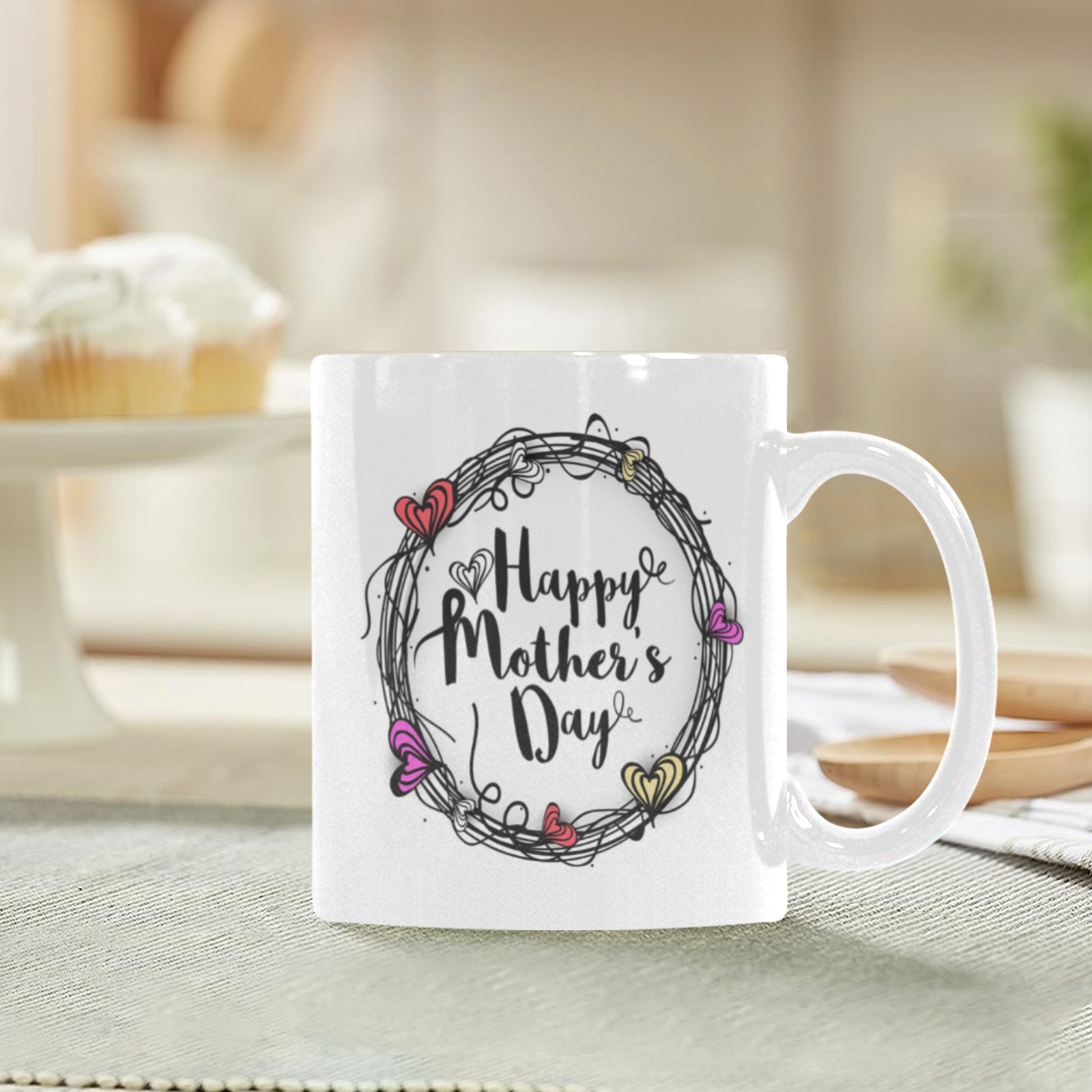 Primary image for Ceramic Mug – 11 oz White Coffee Mug – Mother's Day Gift - HMD Wreath