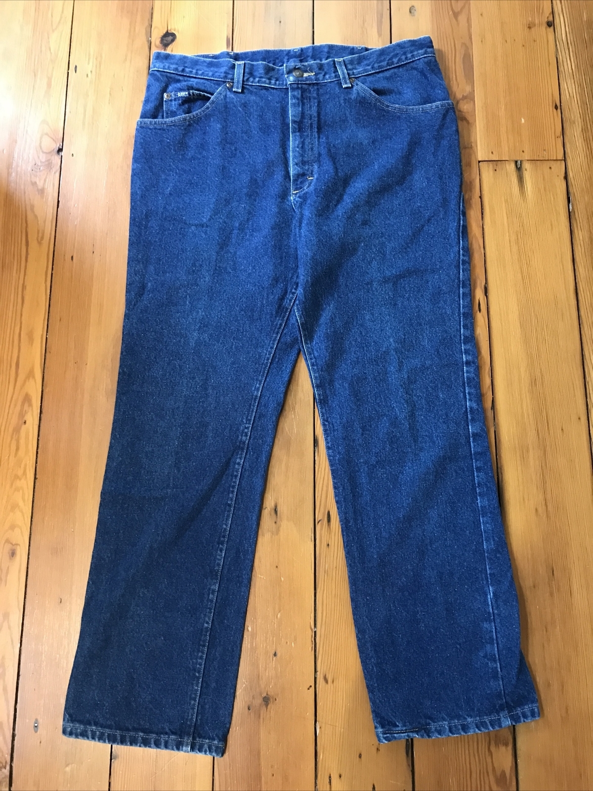 Lee Mens Vintage Style Straight Leg Denim Dark Wash Blue Jeans 38x31 38 - $29.69