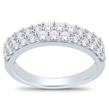 1CT Round Simulated Diamond 2-Row Wedding Band Ring 14K White Gold Plated - £67.76 GBP