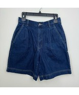 Liz Claiborne Vintage High Rise Pleated Mom Jean Shorts Size 8 Dark Wash - £25.98 GBP