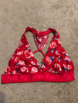 PINK Victoria&#39;s Secret Red Floral Lace Push Up Bralette size large - £14.80 GBP