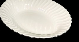 Syracuse China Wedding Ring Silhouette Oval Serving Bowl 10" x 7.75" Silver Trim image 3
