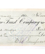 1912 Kineo Trust Company Bank Check E.A. Sampson Dover Maine Signed 1012... - $19.99