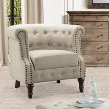 Rosy Chancy Accent Chairs: Standard, Natural, Cozy Club Barrel, Bedroom Seating. - £183.23 GBP