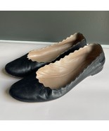 Chloe Black Soft Leather Scalloped Lauren Ballet Flats Shoes Size 39.5 8.5 - $931.33 MXN