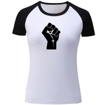 Black Power Fist pride empowerment of Womens Print Girls Casual T-Shirts... - £12.77 GBP