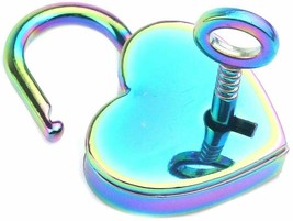 Lock and Key Pendant Set Rainbow Heart Lock Padlock Pendant Key to my Heart - £7.33 GBP