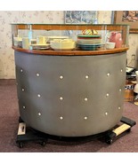 VINTAGE CURVED GLASS COUNTER with DISPLAY CASE AND CASH DRAWER - $375.00