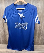 NFL Team Apparel Indianapolis Colts Women&#39;s Lace-Up Blue T-Shirt Size Large - $14.83