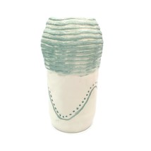 Handmade Green Ceramic Vase Studio Pottery Boho Home Decor Flower Pot Mo... - £127.58 GBP