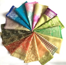 5 Inch x 16 Pieces Mixed Colour Recycled Vintage Sari Scraps Craft Fabric Card - £4.59 GBP+