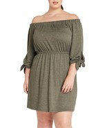 Olive Off the Shoulder Heathered Dress Plus Size ! Only $69.00 Free Ship... - $94.56 CAD
